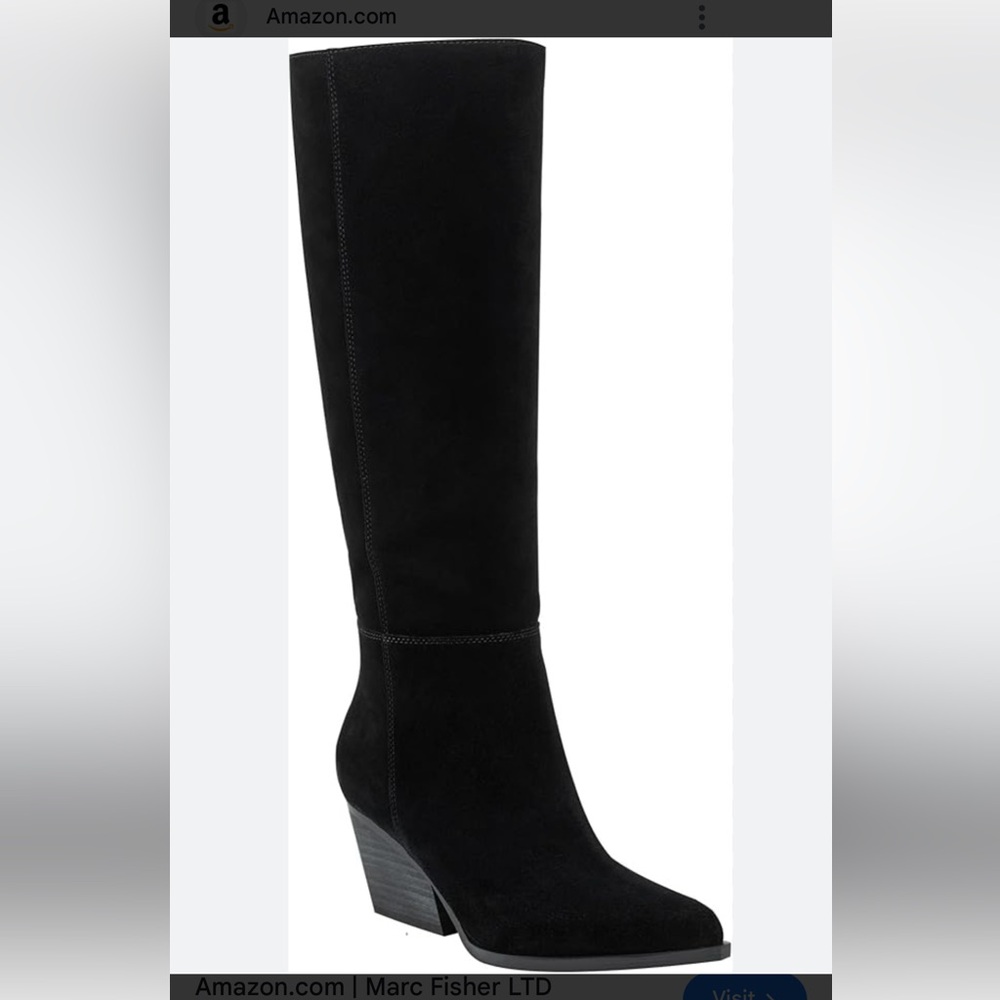Marc Fisher Black Heeled Boots- Challi - Suede